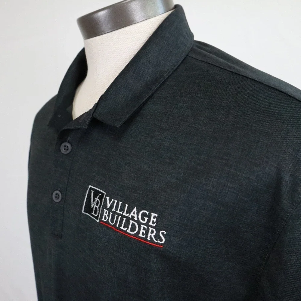 Nike Golf Polo Shirt Mens Large‎ Dri-Fit Black Short Sleeve Village Builders